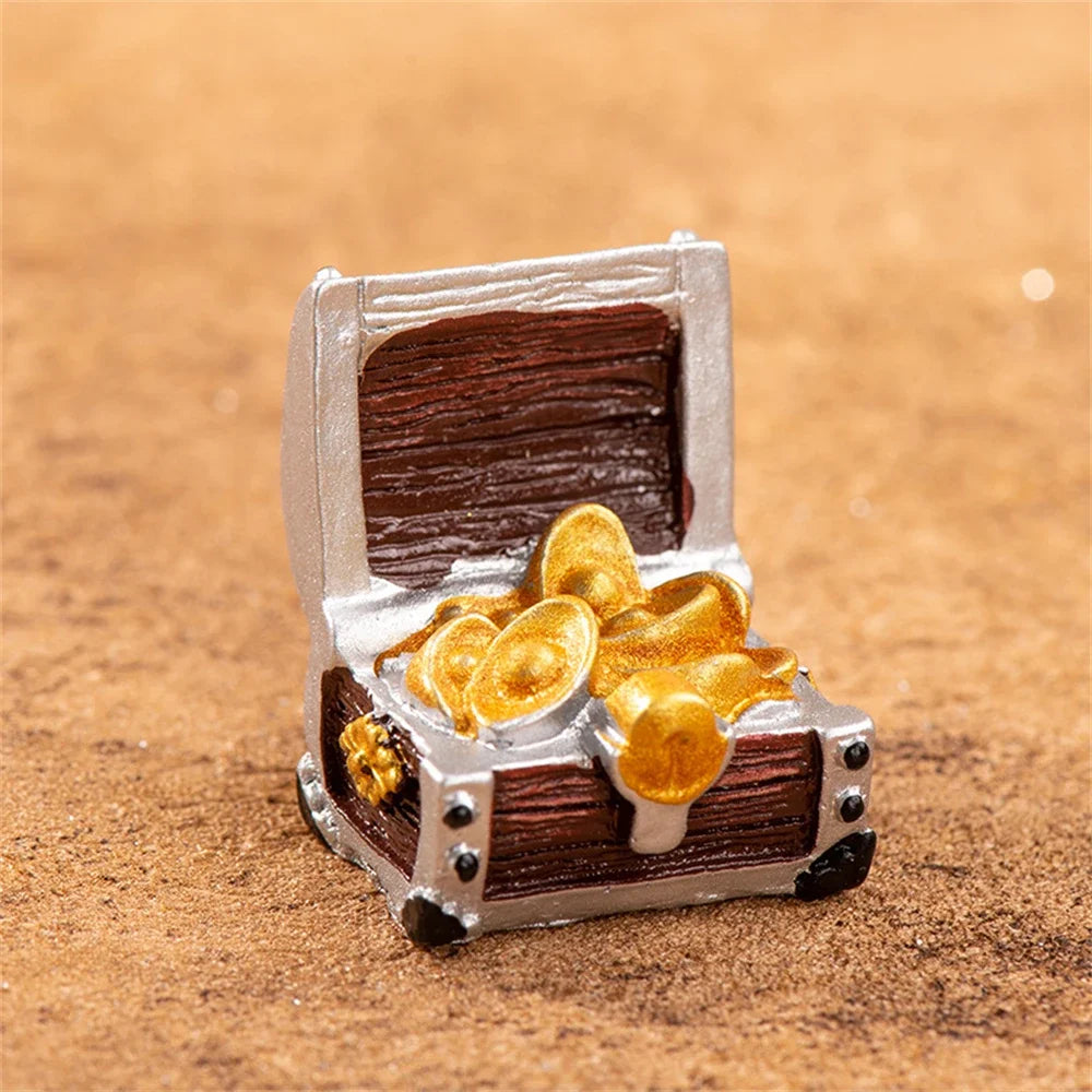 Mini Aquarium Ornament Simulation Treasure Chest Box Antique Resin Fish Tank Landscape