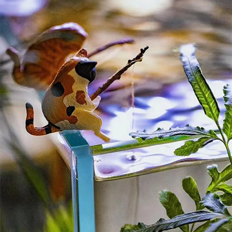 Aquarium Decoration Mini Cat Statue Fish Tank