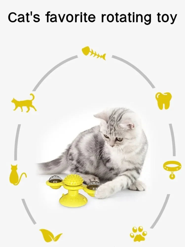 Windmill Cat Toy Interactive Pet Toys for Cats Puzzle Cat Game Toy With Whirligig Turntable for Kitten Brush Teeth Pet Supplies