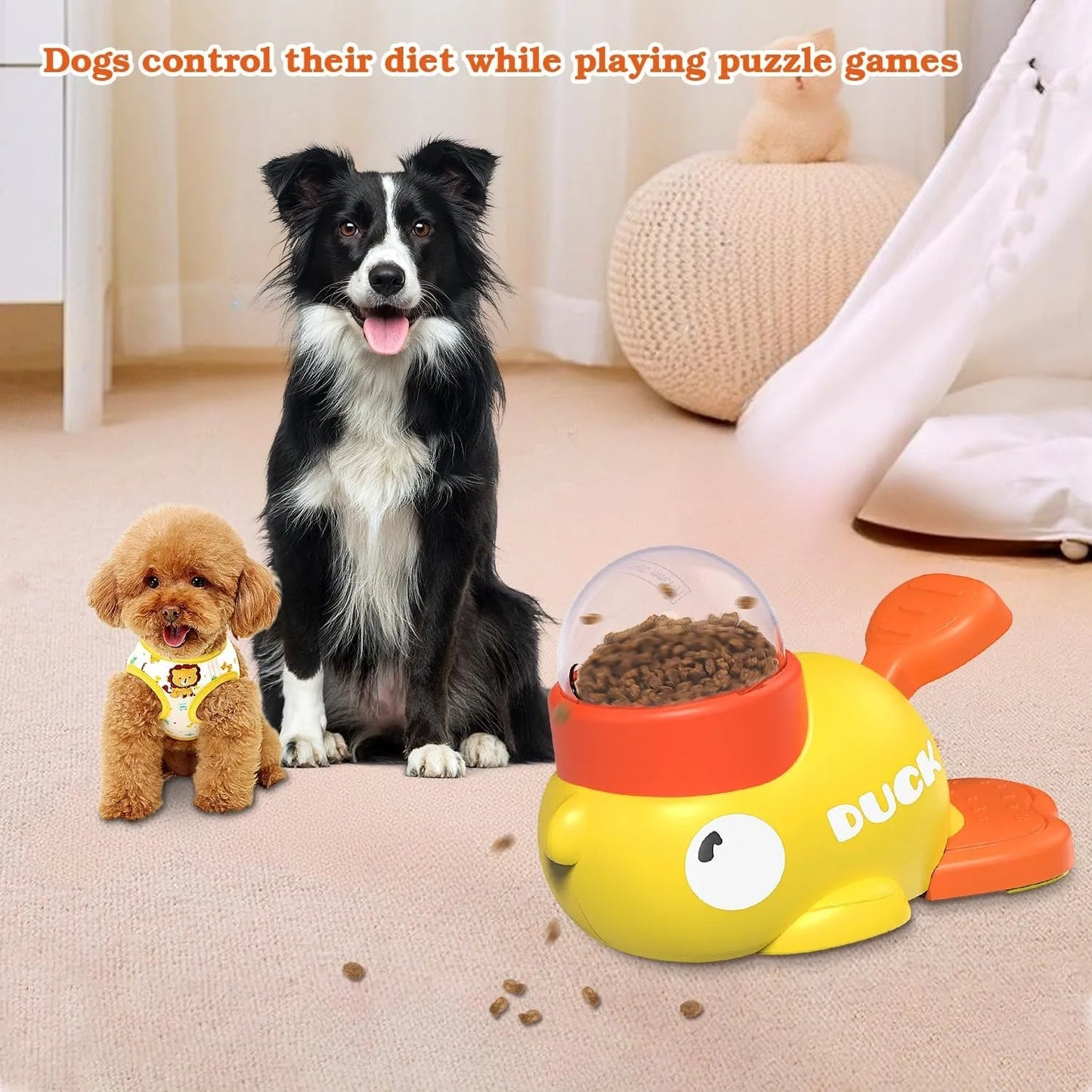 Dog Toys Interactive Treat Dispenser Toy Food Puzzle Slow Feeder Pet Cat Food Leaking Toy Cute Yellow Duck Shape Pet Supplies
