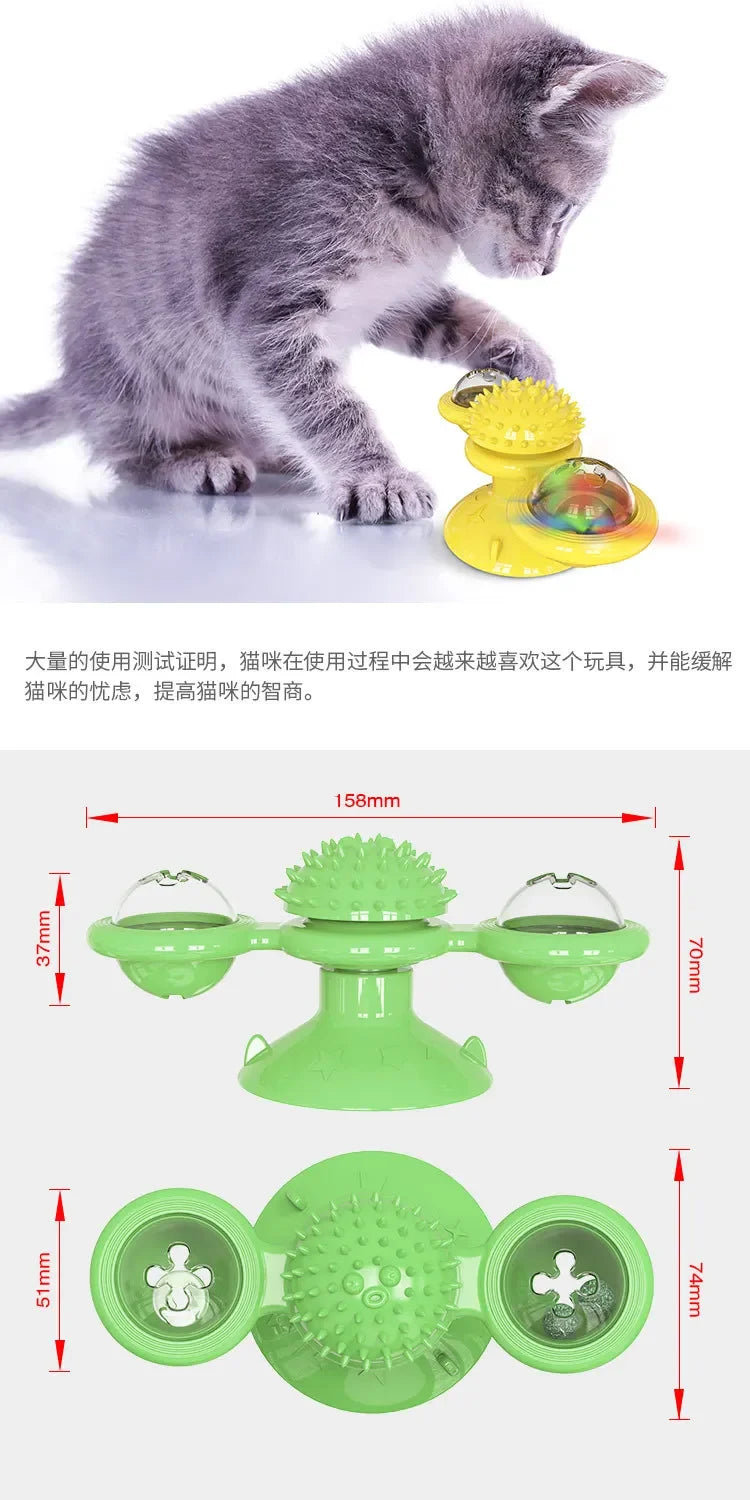 Windmill Cat Toy Interactive Pet Toys for Cats Puzzle Cat Game Toy With Whirligig Turntable for Kitten Brush Teeth Pet Supplies