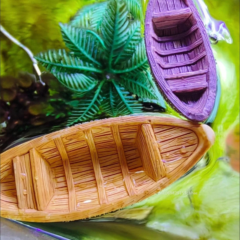 Handmade Wooden Boat Aquarium Decoration