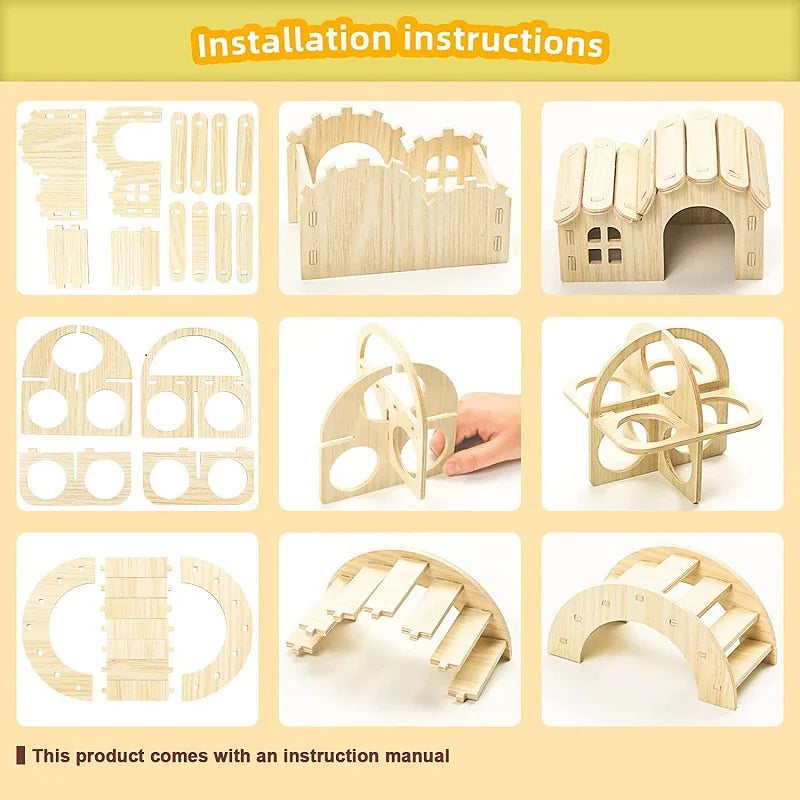 Hamsters House DIY Wooden Gerbil Hideout Bridge