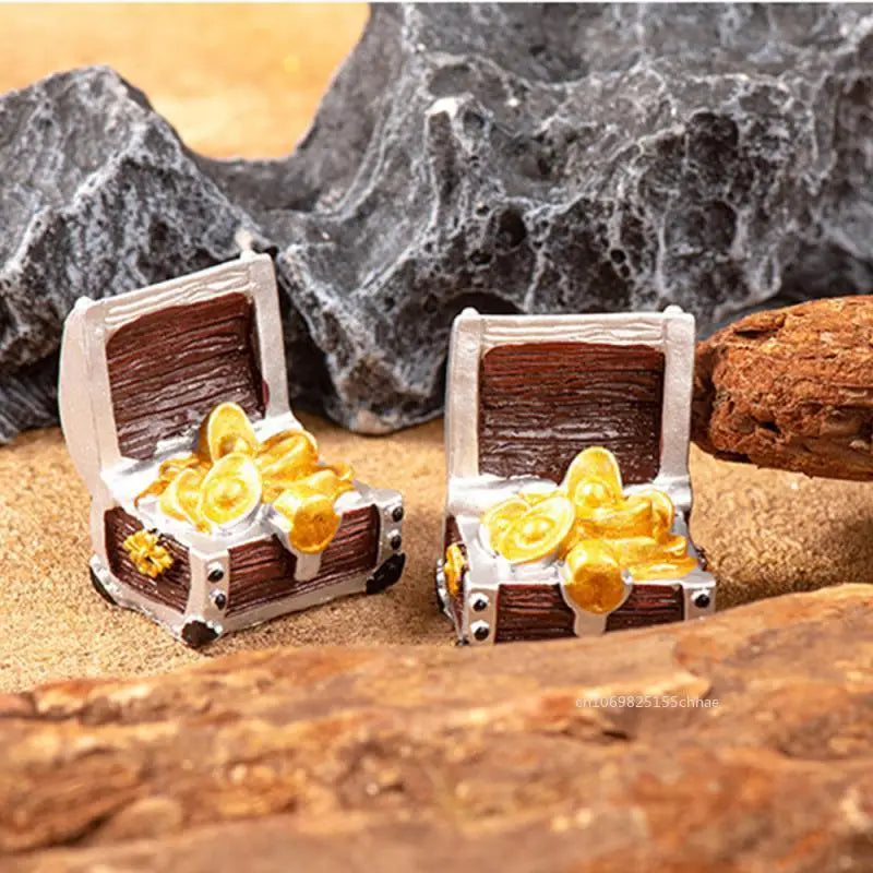 Mini Aquarium Ornament Simulation Treasure Chest Box Antique Resin Fish Tank Landscape