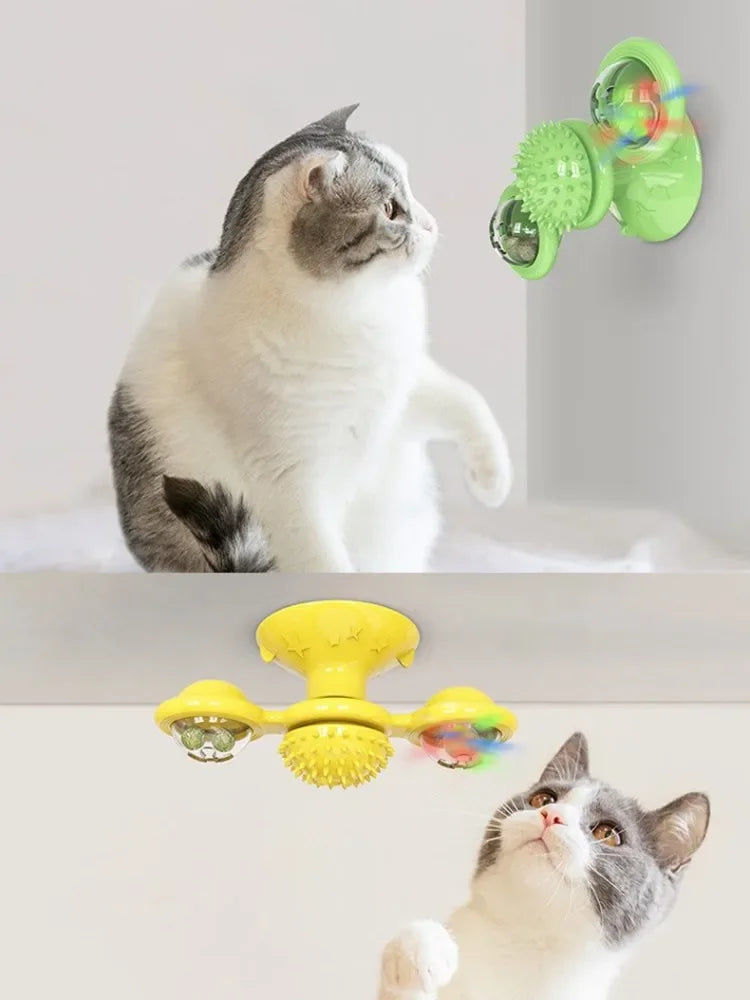 Windmill Cat Toy Interactive Pet Toys for Cats Puzzle Cat Game Toy With Whirligig Turntable for Kitten Brush Teeth Pet Supplies