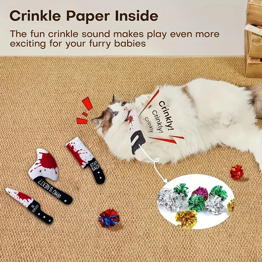 Funny Horror Cat Chew Toy Set