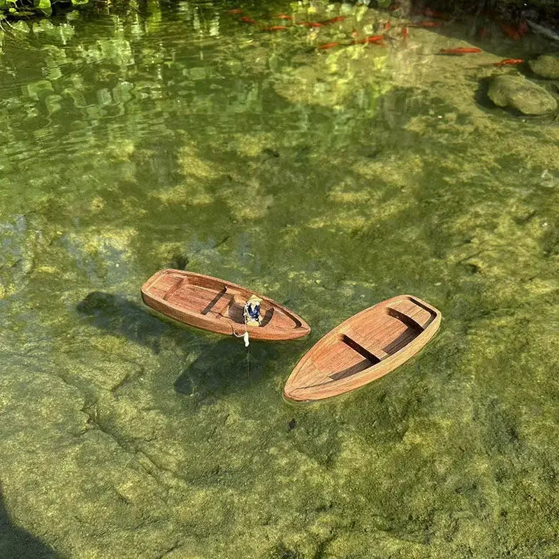 Handmade Wooden Boat Aquarium Decoration