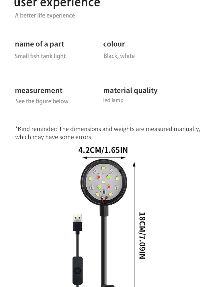 Aquarium Light With Adapter LED Clip On Fish Tank Light