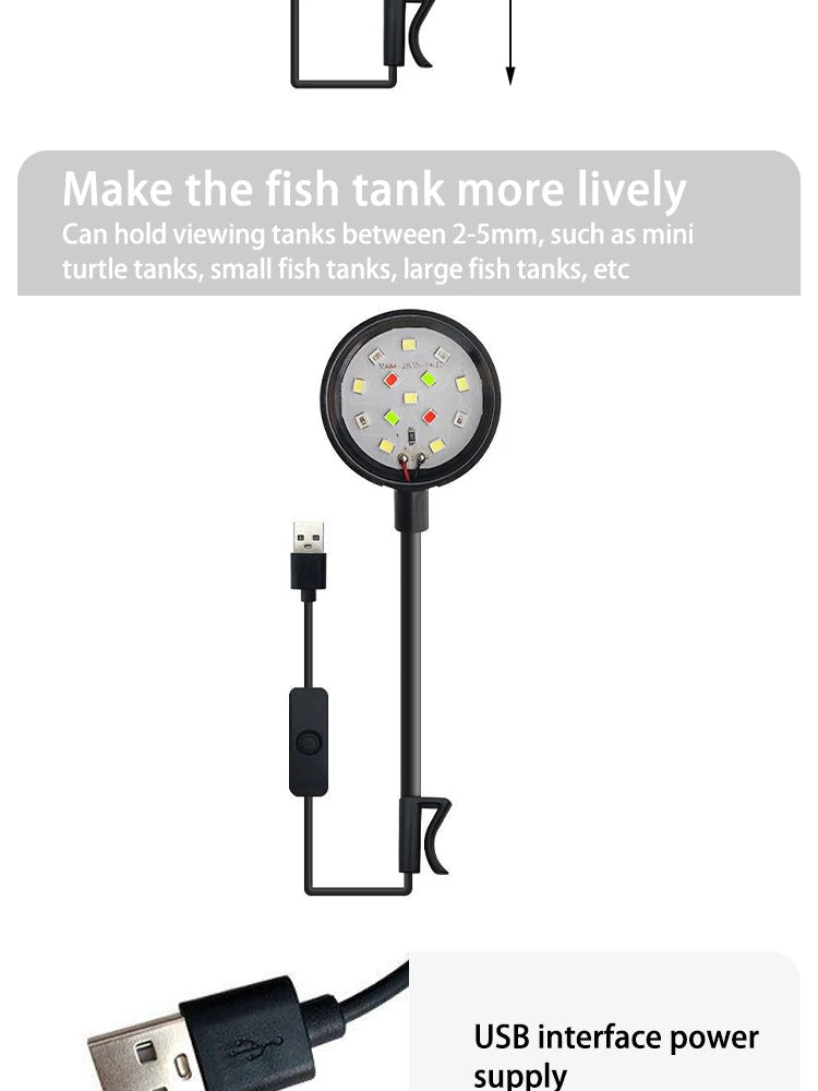 Aquarium Light With Adapter LED Clip On Fish Tank Light