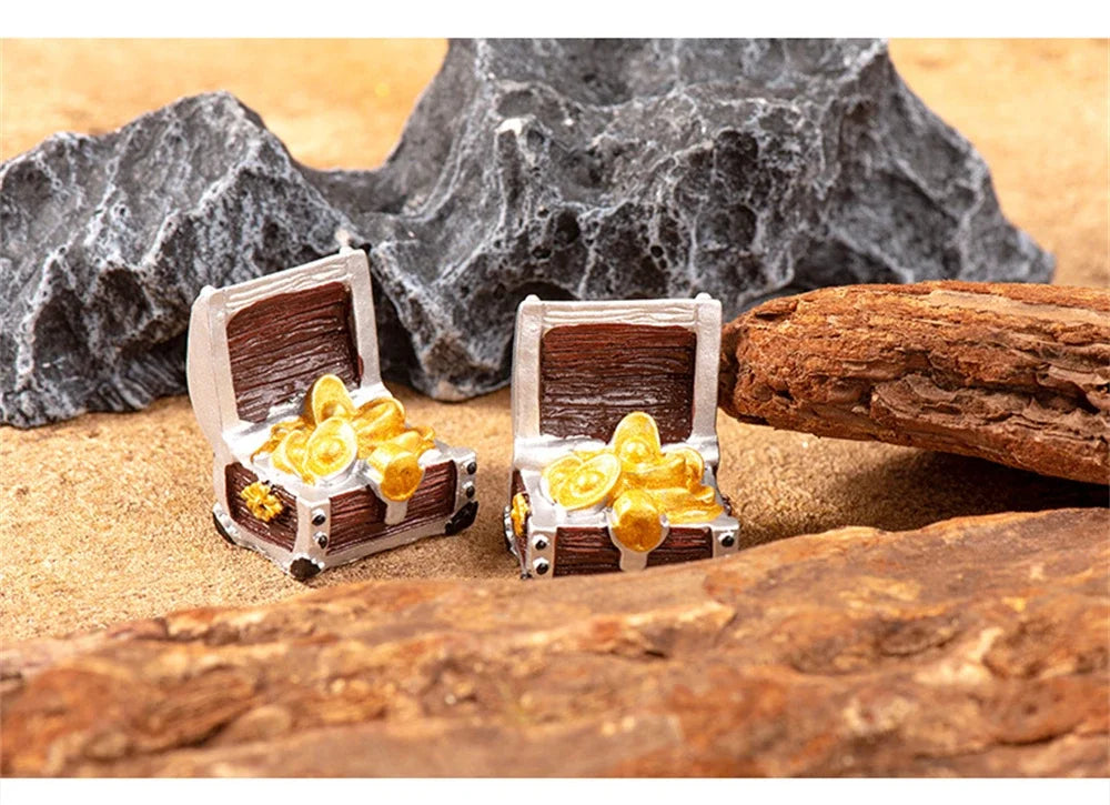 Mini Aquarium Ornament Simulation Treasure Chest Box Antique Resin Fish Tank Landscape