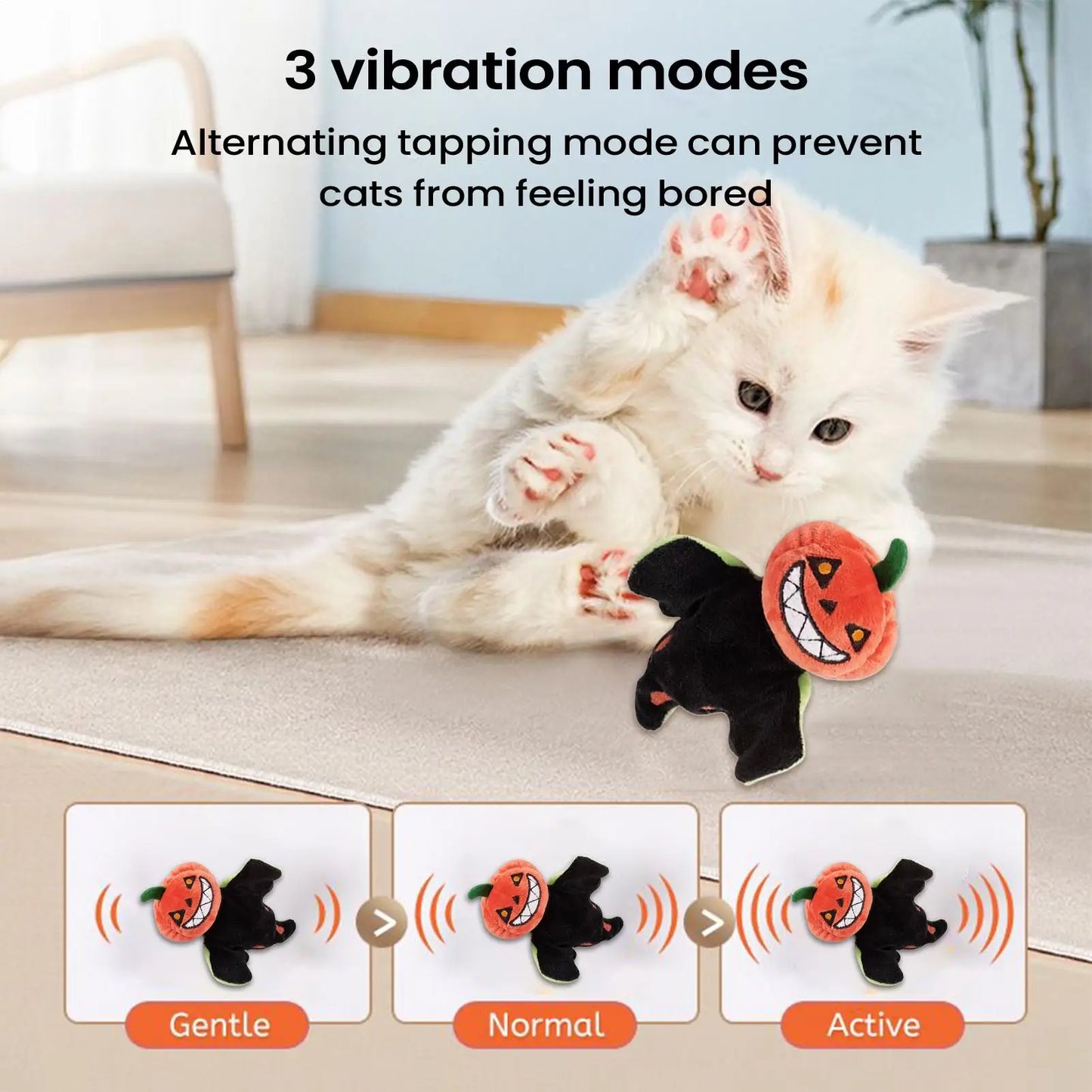 Touch-Activated Flapping Cat Pumpkin