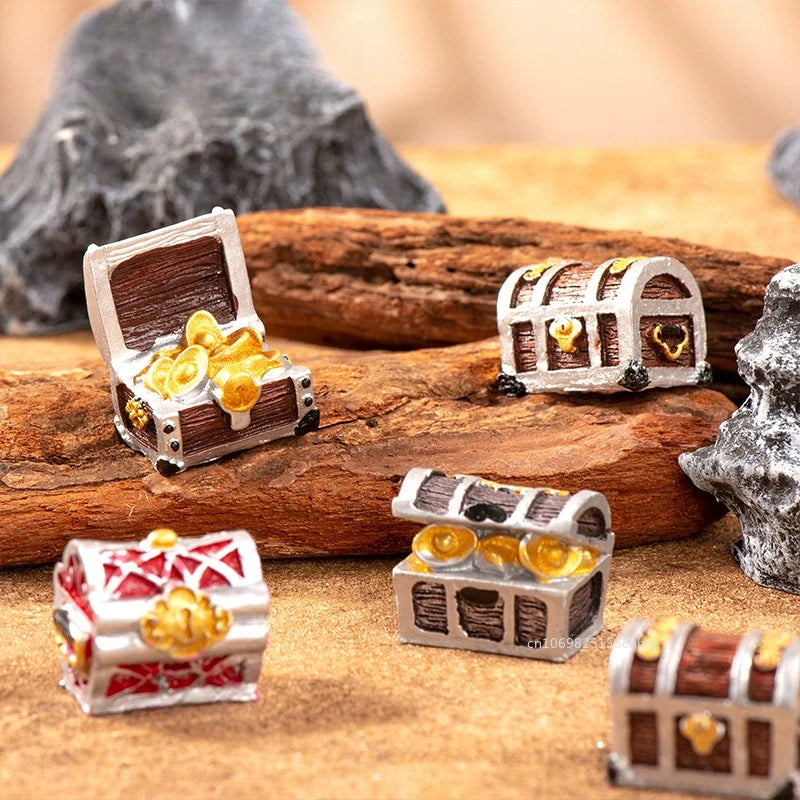 Mini Aquarium Ornament Simulation Treasure Chest Box Antique Resin Fish Tank Landscape
