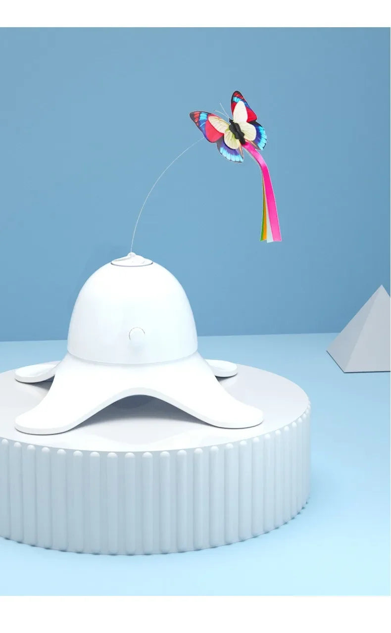 Cat Toys Electric Self-Hi Butterfly Turntable Toys Not Easily Poured Smart Teaser Cats Stick Replaceable Butterflies Supplies