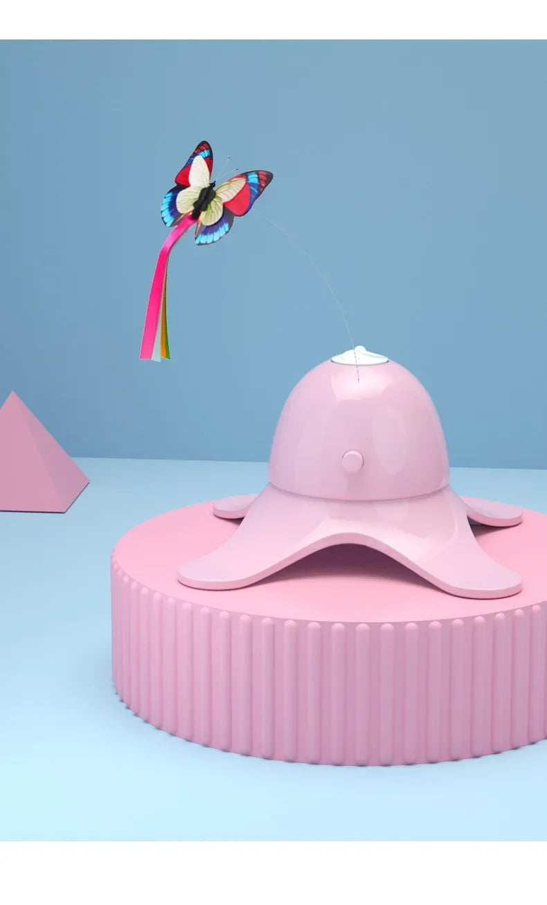 Cat Toys Electric Self-Hi Butterfly Turntable Toys Not Easily Poured Smart Teaser Cats Stick Replaceable Butterflies Supplies