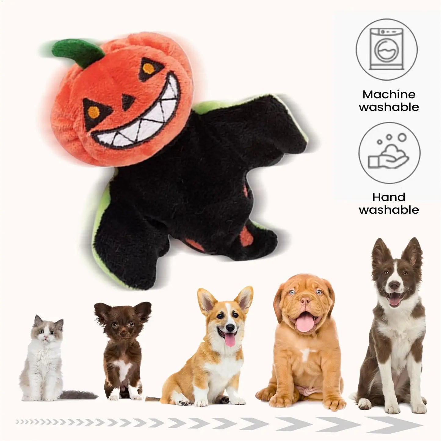 Touch-Activated Flapping Cat Pumpkin