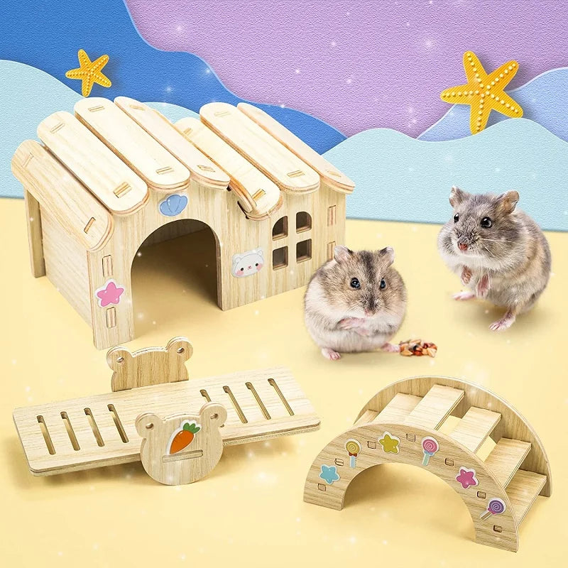 Hamsters House DIY Wooden Gerbil Hideout Bridge