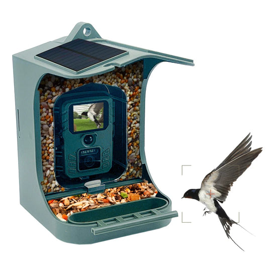 Solar Powered 1080P Wireless WiFi Smart Bird Feeder Camera Waterproof Bird Watching Camera Hunting Camera Trail camera