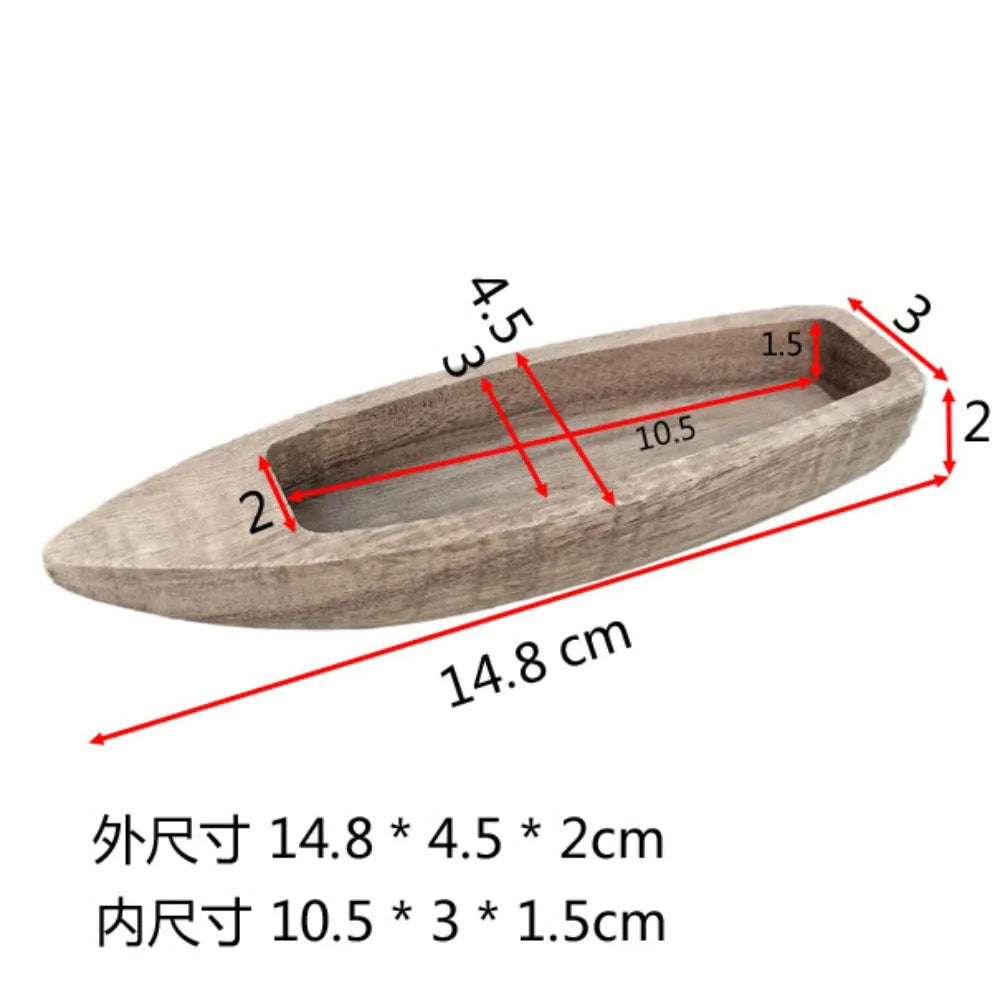 Handmade Wooden Boat Aquarium Decoration