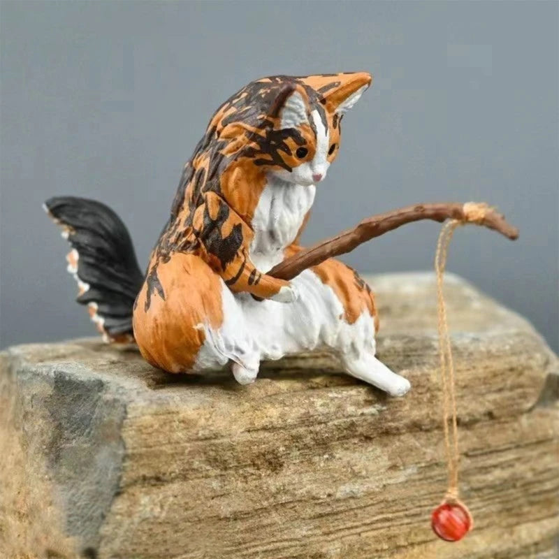Aquarium Decoration Mini Cat Statue Fish Tank