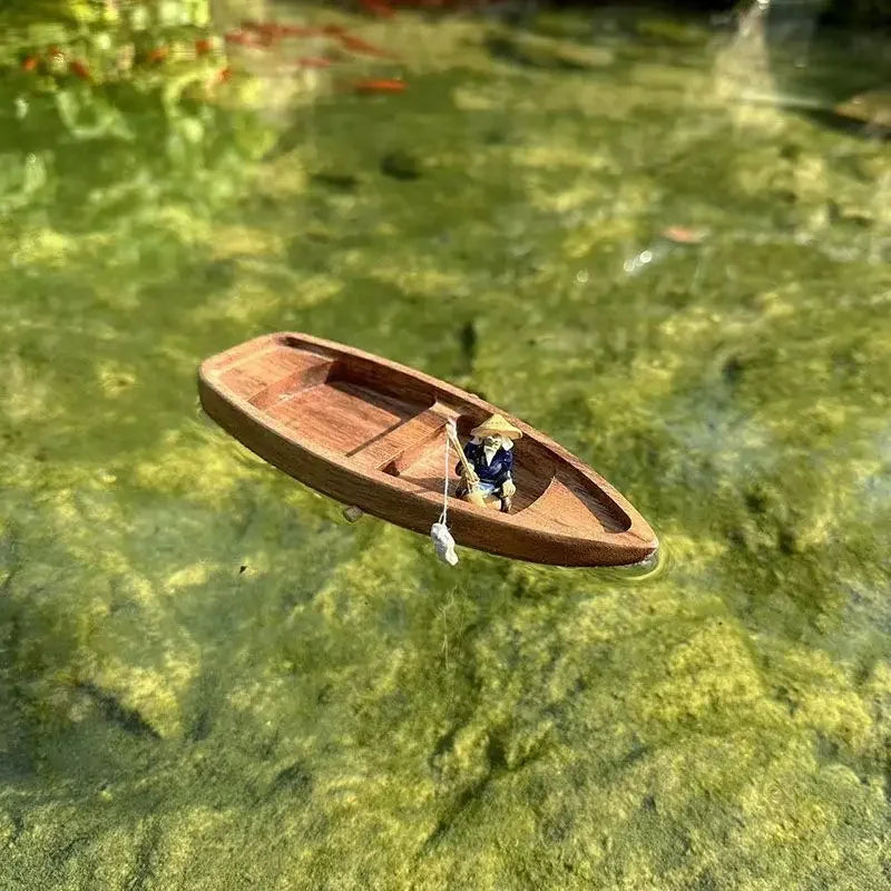 Handmade Wooden Boat Aquarium Decoration