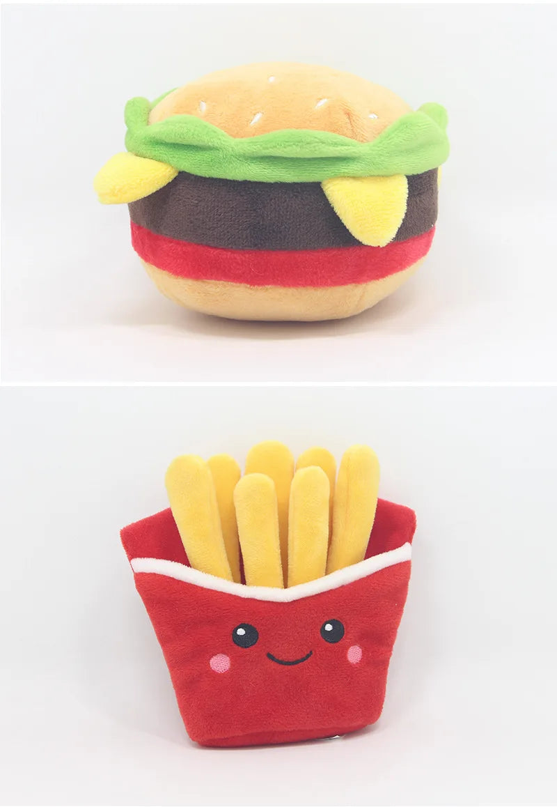 Hamburger Pet Dog Chew Safe Milkshake Funny Dog Chew Toy Comfortable Puppy Molar Toy Pizza Plush Doll Pet Supplies Accessories