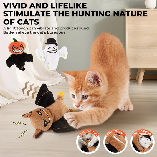 Pumpkin Ghost Bat Cat Toy Interactive