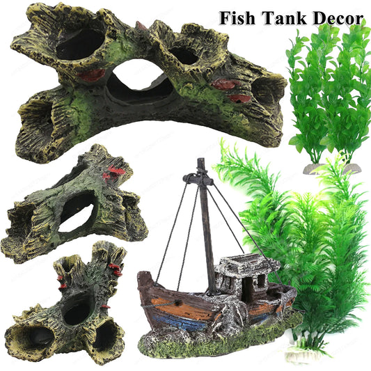 Aquarium Hollow Log Decor Multifunction