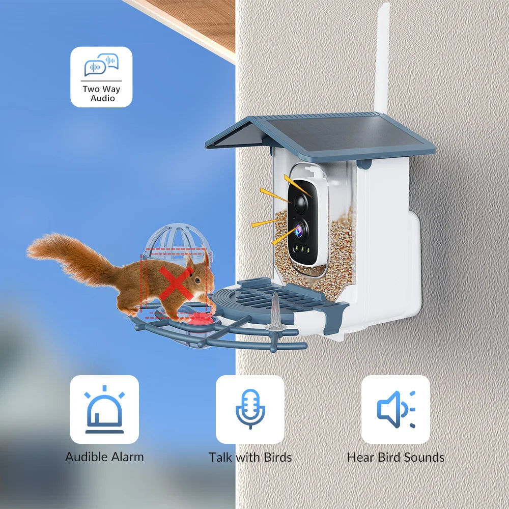 XVIM 3MP WiFi Automatic Smart Bird Feeder Motion Detection Color Night Vision Device  iCSee App Control Sunlight Wildlife Camera