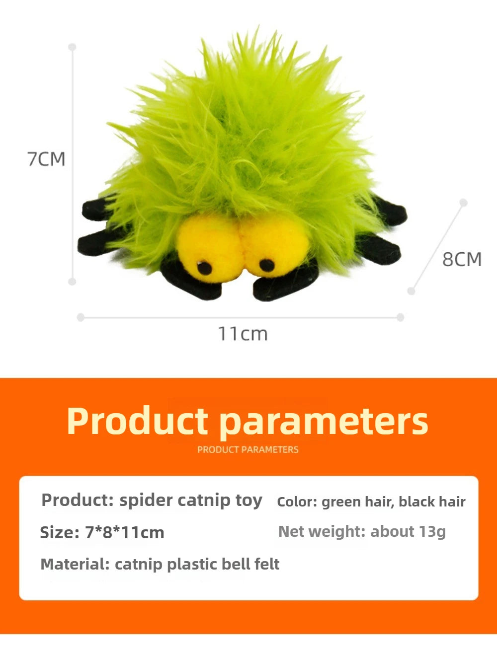 Halloween Catnip Toys That Can't Be Easily Bitten Funny Cat Pet Supplie Plush Long Haired Spiders with Bells Interactive Cat Toy