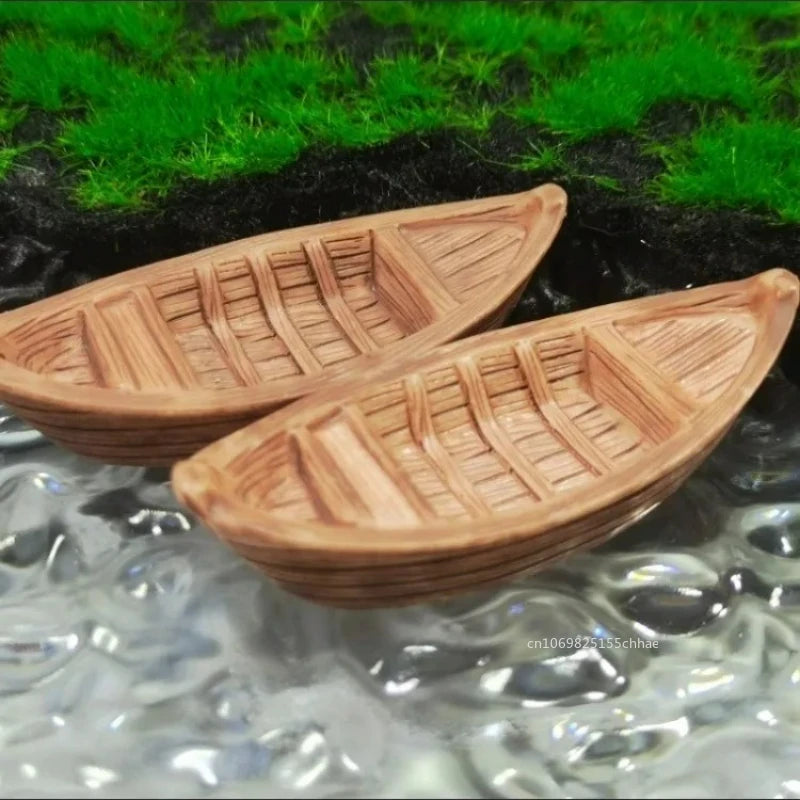 Handmade Wooden Boat Aquarium Decoration