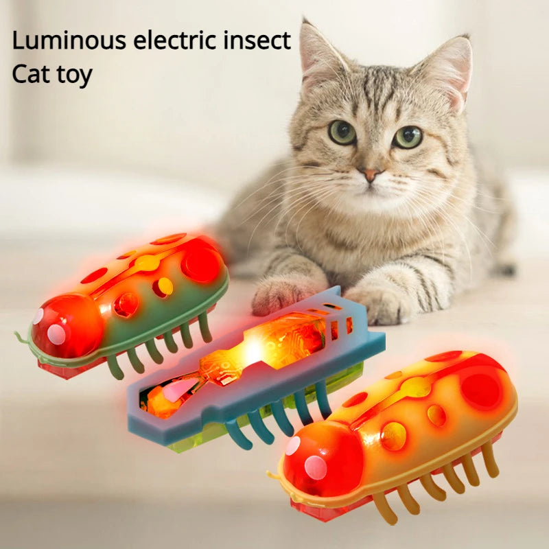 Cat Toys Luminescence Electric Worms Pet Interactions Insects Beetle Micro Worms Automatic Flipping Obstacle Avoidance Plaything