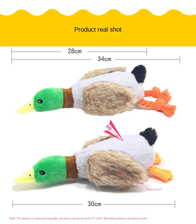 Dog Chew Toys Cute Plush Duck Sound Toy Stuffed Squeaky Animal Squeak Dog Toy Cleaning Tooth Dog Chew Rope Toys