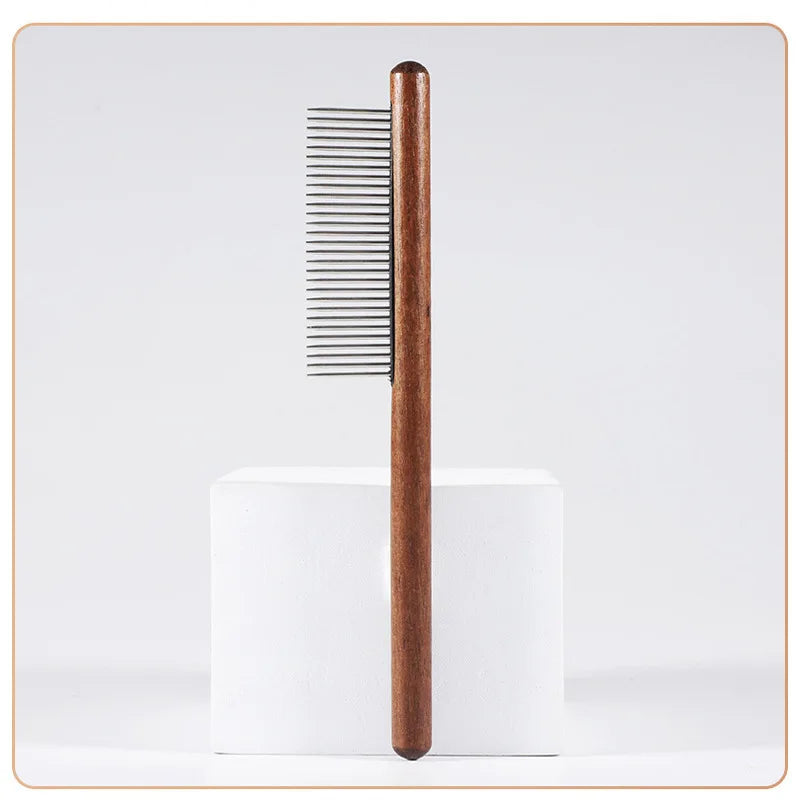 Fine-Tooth Pet Comb – Solid Wood Anti-Static Grooming Tool for Cats & Dogs