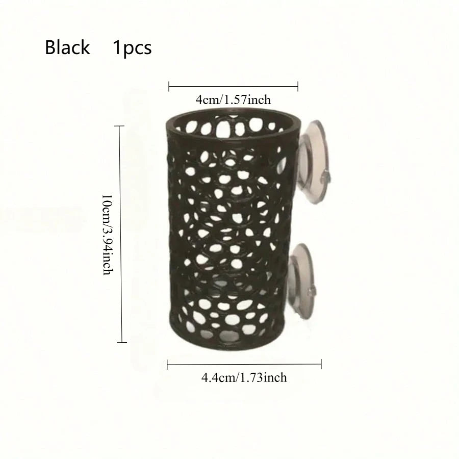 Aquarium Fish Hideout Black Hollow Tube with Suction Cup for Betta and Small Fish Tank Decoration