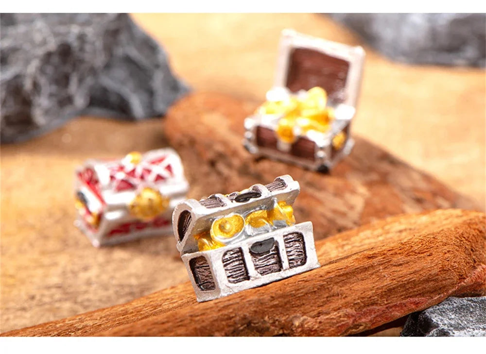Mini Aquarium Ornament Simulation Treasure Chest Box Antique Resin Fish Tank Landscape