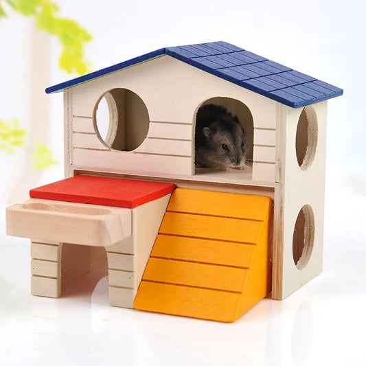 Layered Wooden House Hamster House Fun Little Pet Villa