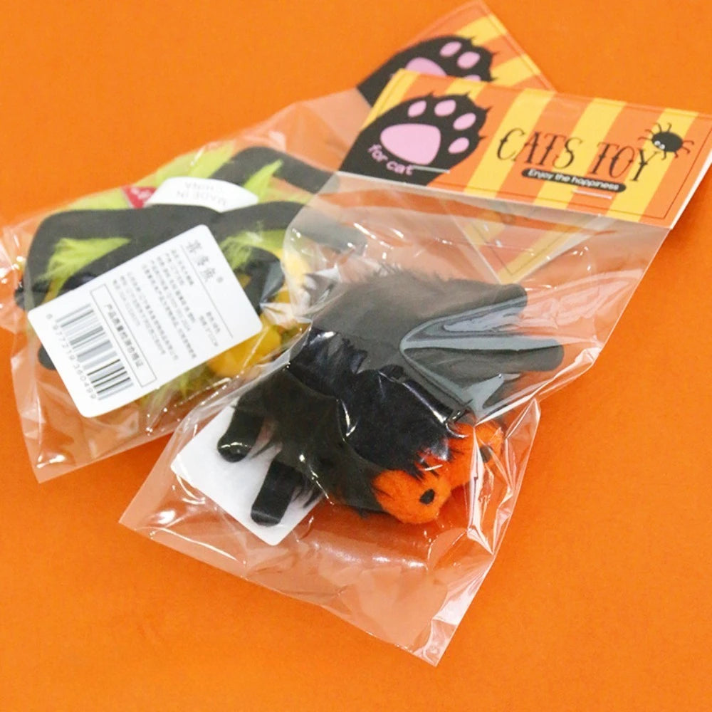 Halloween Catnip Toys That Can't Be Easily Bitten Funny Cat Pet Supplie Plush Long Haired Spiders with Bells Interactive Cat Toy