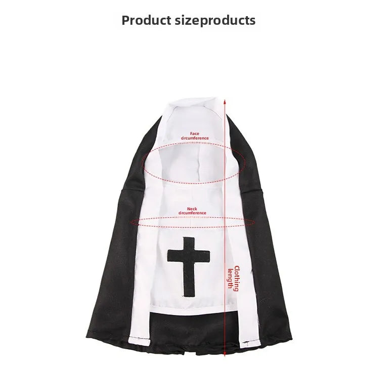 Funny Dog Cat Nun Costume – Halloween Pet Outfit with Cute Cape for Small & Medium Pets