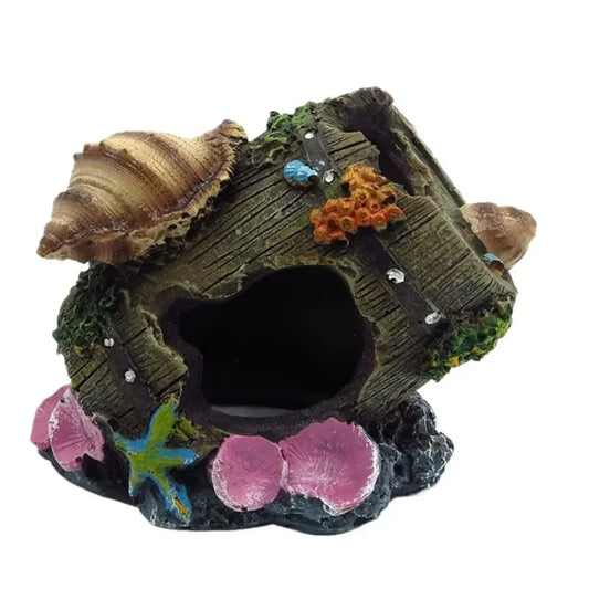 Aquarium Artificial Barrel Cave Resin Ornaments Decorations