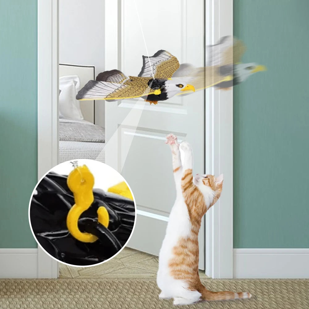 Automatic Interactive Cat Toy with Simulation Bird Design Funny Self-Hanging Door Scratch Rope Eagle Cat Stick for Entertainment