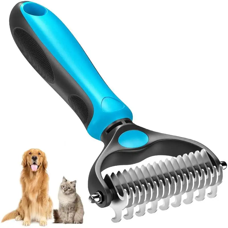 Stainless Pet Grooming Brush – Deshedding, Fur Removal & Knot Cutter for Dogs & Cats