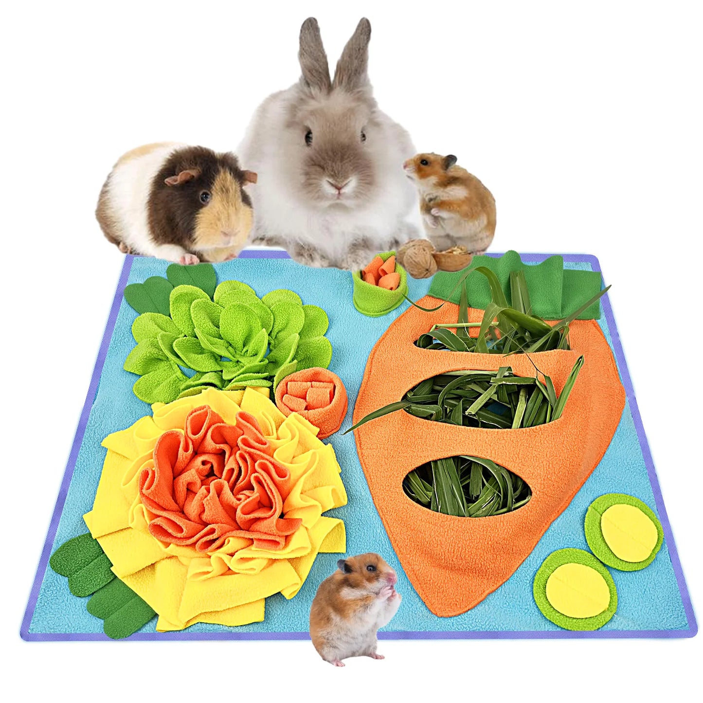 Small Pet Snuffle Mat, Rabbit Foraging Mat, Hamster Scent TrainingBlanket