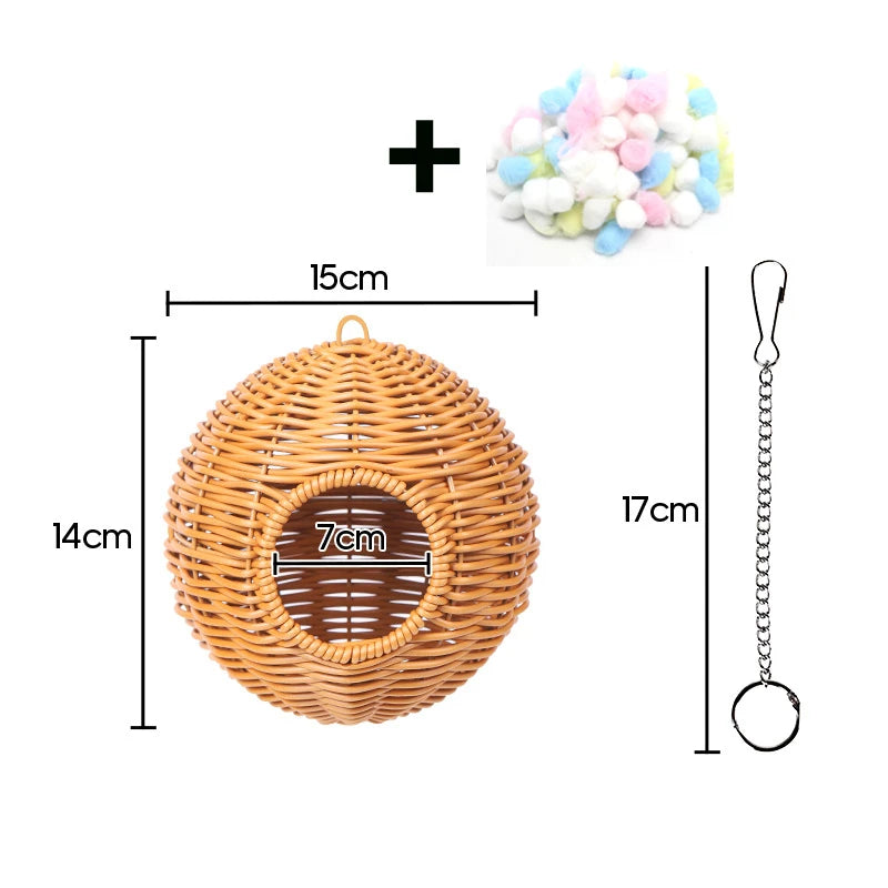 Handwoven Grass Bird Nest – Fake Grass Cage House for Parrots & Small Birds