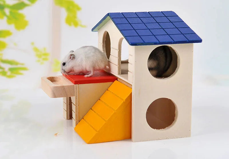 Layered Wooden House Hamster House Fun Little Pet Villa