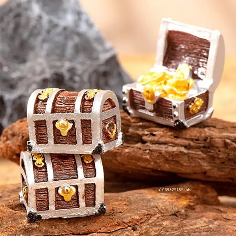 Mini Aquarium Ornament Simulation Treasure Chest Box Antique Resin Fish Tank Landscape