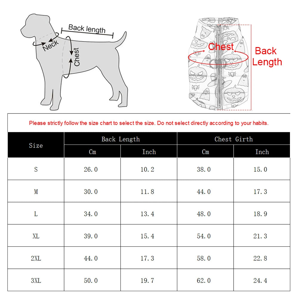 Halloween Dog Clothes Winter Warm Puppy Vest Jacket For Small Dogs Cats Outdoor Waterproof Pet Coat Chihuahua Costume Apparel