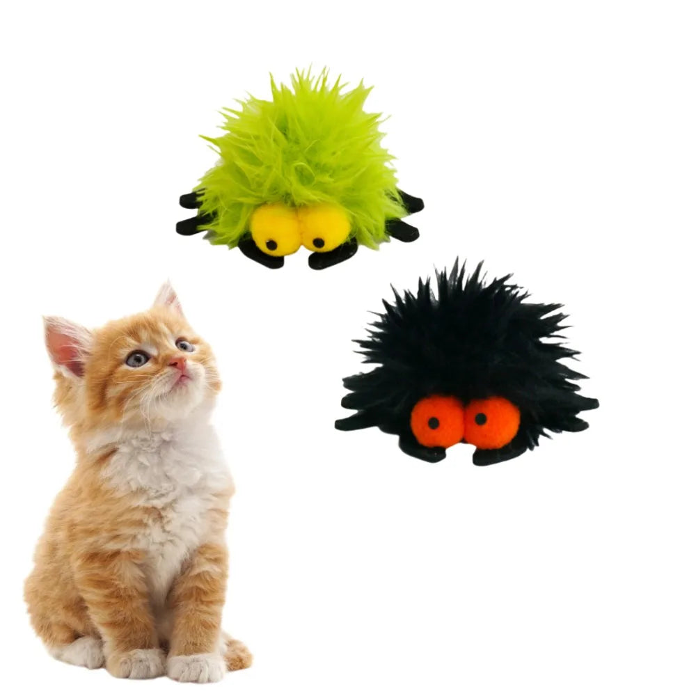 Halloween Catnip Toys That Can't Be Easily Bitten Funny Cat Pet Supplie Plush Long Haired Spiders with Bells Interactive Cat Toy