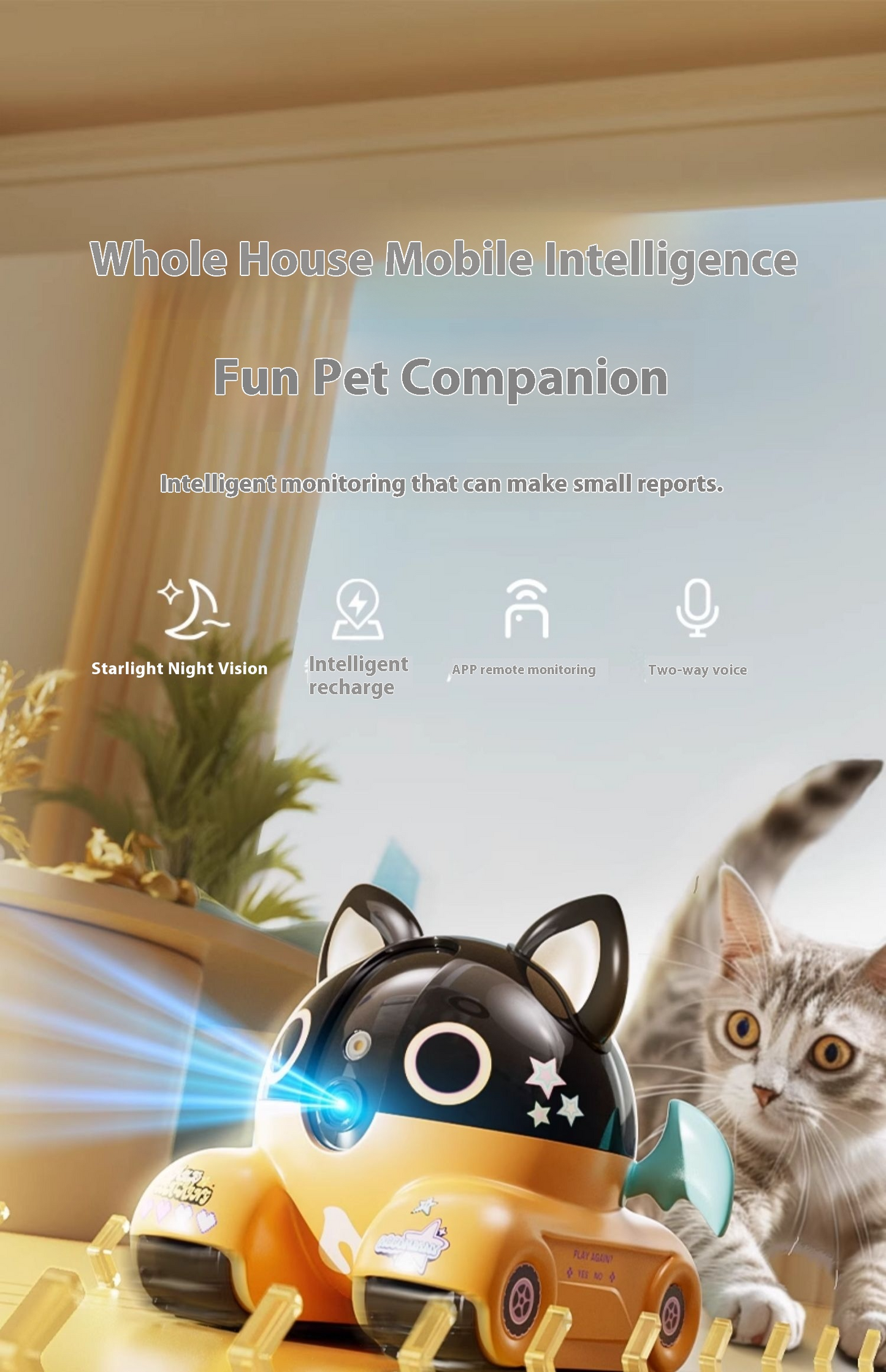 Pethiphop Smart Pet Cam Robot – Talk, Track & Roll