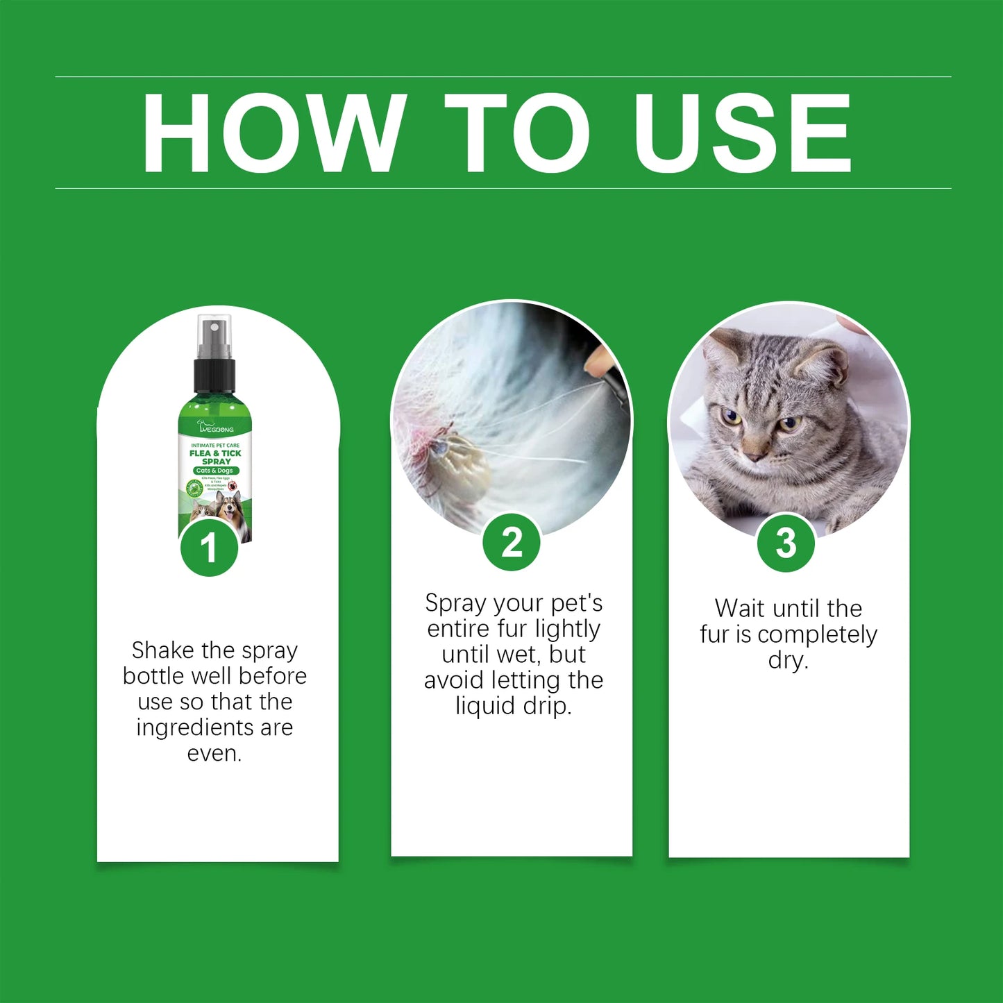Yegbong Pet Insect Repellent Spray – Daily Cleaning, Anti-Mite & Flea Relief, Promote Healthy Skin for Dogs & Cats
