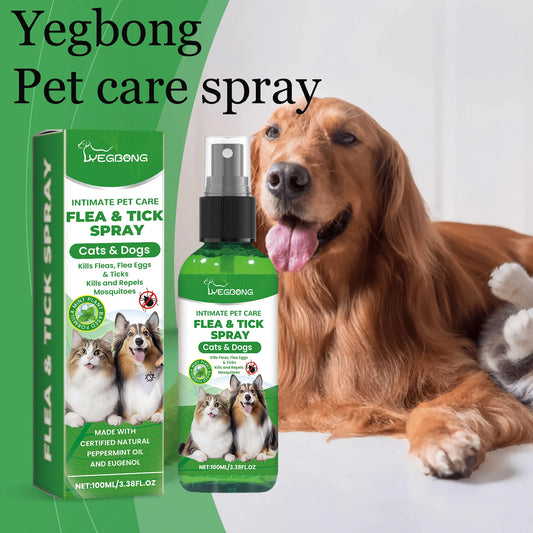 Yegbong Pet Insect Repellent Spray – Daily Cleaning, Anti-Mite & Flea Relief, Promote Healthy Skin for Dogs & Cats
